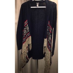 Navy Blue With Detailed Ends Cardigan